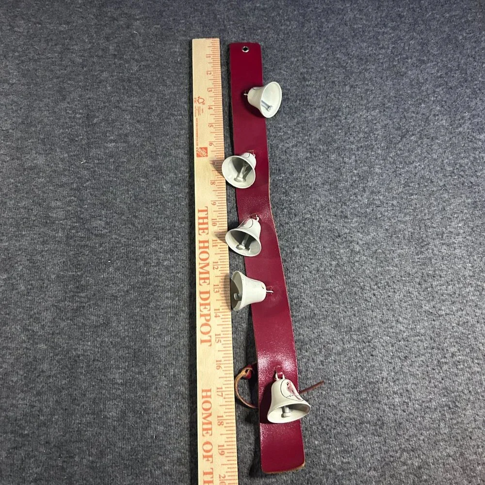 VTG Christmas Holiday‎ Bell Leather Strap Door Hanger Cardinals Belvin Bros USA